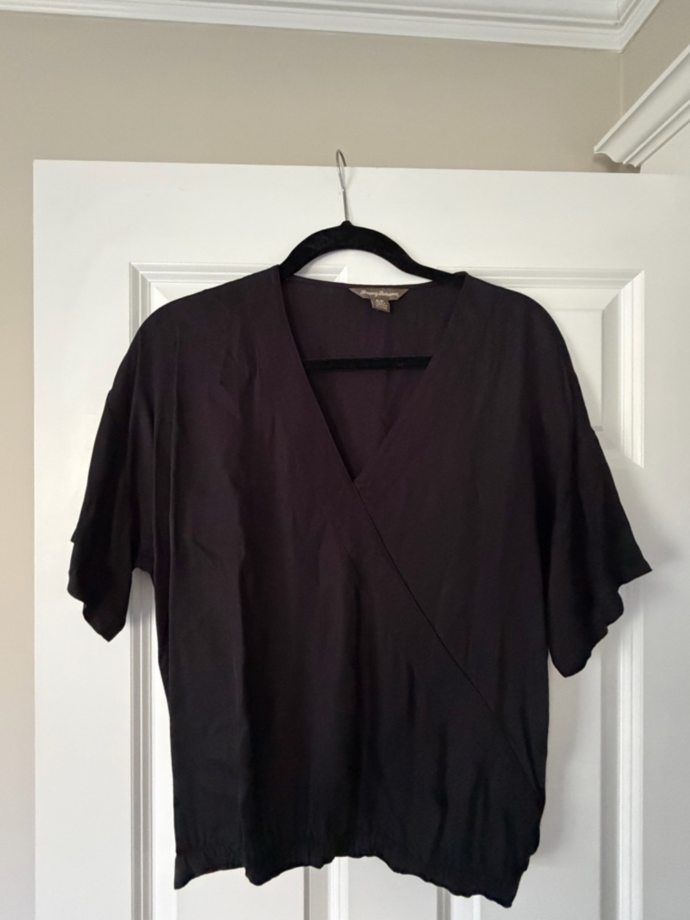 Tommy Bahama Black V-Neck Wrap Blouse